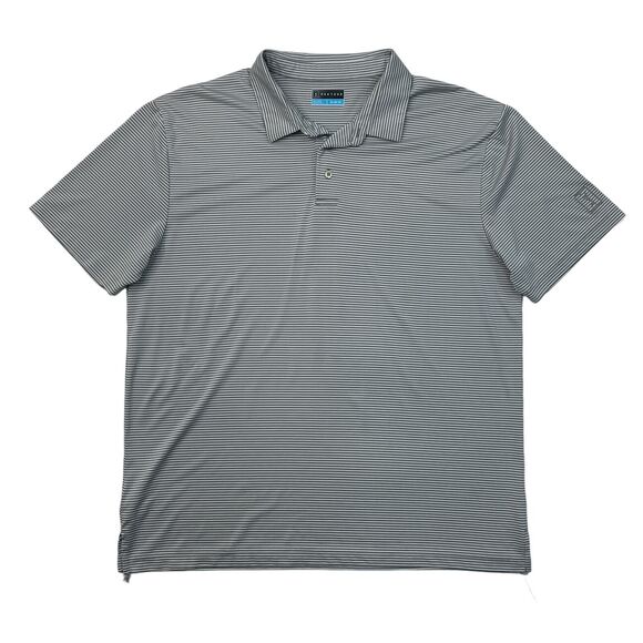 PGA Tour Golf Polo Shirt Mens XL Gray Striped Lightweight Performance Side Vents - Picture 1 of 10
